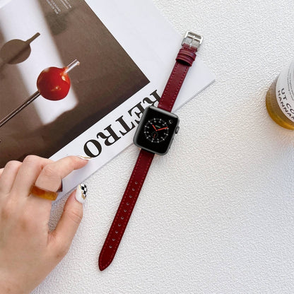Leather Watch Band For Apple Watch Series 9&8&7 41mm / SE 3&SE 2&6&SE&5&4 40mm / 3&2&1 38mm(Wine Red) by bashfashion