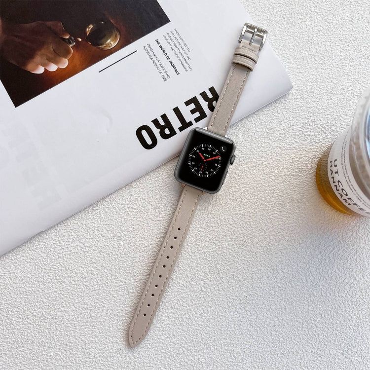 Leather Watch Band For Apple Watch Ultra 49mm&Watch Ultra 2 49mm / Series 9&8&7 45mm / SE 3&SE 2&6&SE&5&4 44mm / 3&2&1 42mm(Grey) by bashfashion