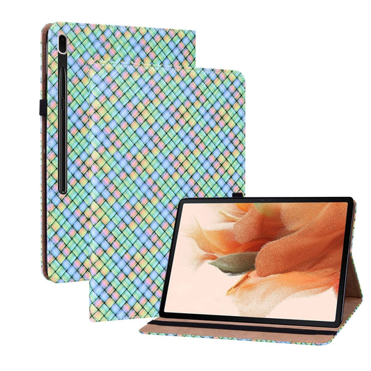 For Samsung Galaxy Tab S8+ / Tab S7+ Color Weave Texture Flip Leather Tablet Case with Holder(Rainbow) by bashfashion