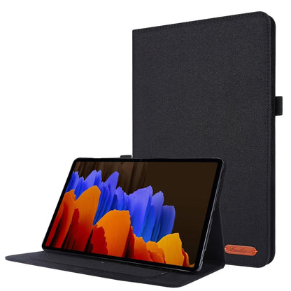 For Samsung Galaxy Tab S8 Ultra Horizontal Flip Fabric Leather Tablet Case with Card Slots & Holder(Black) by bashfashion