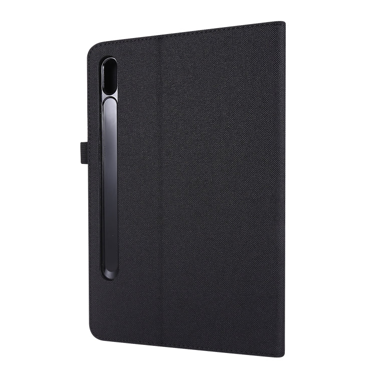 For Samsung Galaxy Tab S8 Ultra Horizontal Flip Fabric Leather Tablet Case with Card Slots & Holder(Black) by bashfashion
