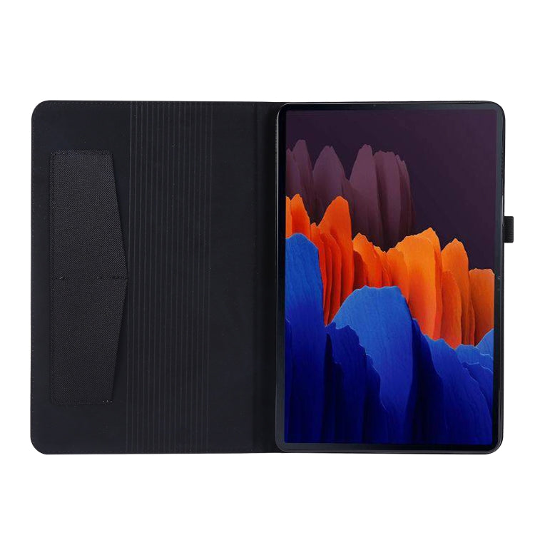 For Samsung Galaxy Tab S8 Ultra Horizontal Flip Fabric Leather Tablet Case with Card Slots & Holder(Black) by bashfashion