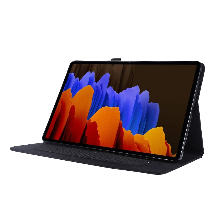For Samsung Galaxy Tab S8 Ultra Horizontal Flip Fabric Leather Tablet Case with Card Slots & Holder(Black) by bashfashion