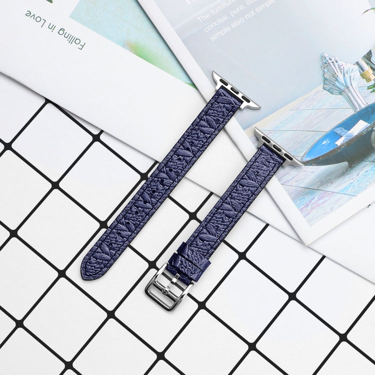 Twist Braided Leather Watch Band For Apple Watch Series 9&8&7 41mm / SE 3&SE 2&6&SE&5&4 40mm / 3&2&1 38mm(Blue) by bashfashion