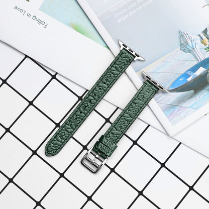 Twist Braided Leather Watch Band For Apple Watch Series 9&8&7 41mm / SE 3&SE 2&6&SE&5&4 40mm / 3&2&1 38mm(Green) by bashfashion