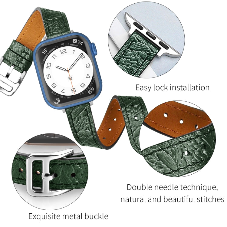 Twist Braided Leather Watch Band For Apple Watch Series 9&8&7 41mm / SE 3&SE 2&6&SE&5&4 40mm / 3&2&1 38mm(Green) by bashfashion