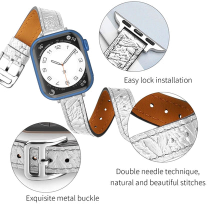 Twist Braided Leather Watch Band For Apple Watch Series 9&8&7 41mm / SE 3&SE 2&6&SE&5&4 40mm / 3&2&1 38mm(Silver) by bashfashion