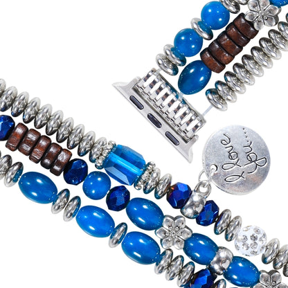 Tassel Beaded Watch Band For Apple Watch Series 9&8&7 41mm / SE 3&SE 2&6&SE&5&4 40mm / 3&2&1 38mm(Lake Blue) by bashfashion