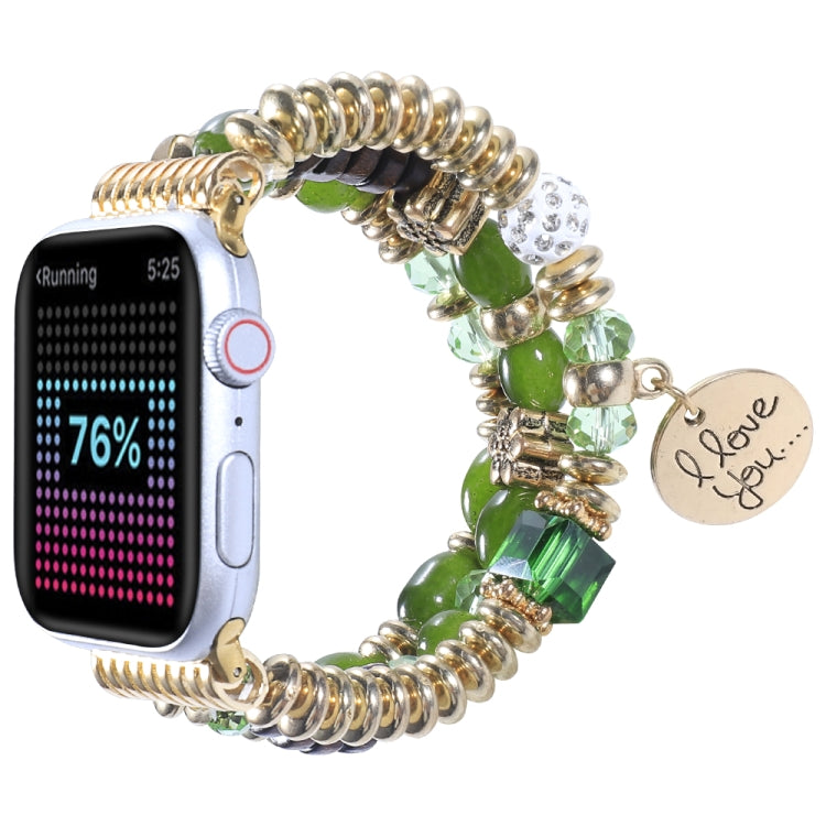 Tassel Beaded Watch Band For Apple Watch Series 9&8&7 41mm / SE 3&SE 2&6&SE&5&4 40mm / 3&2&1 38mm(Green) by bashfashion