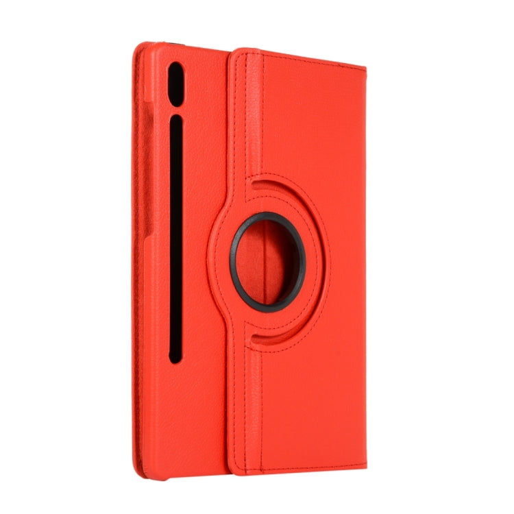 For Samsung Galaxy Tab S8 Ultra 360 Degrees Rotation Holder Litchi Leather Tablet Case(Red) by bashfashion