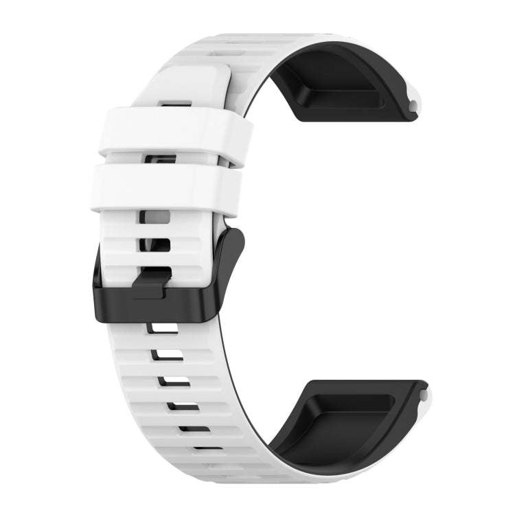 For Garmin Fenix 7 26mm Two-color Silicone Watch Band(White Black) by bashfashion