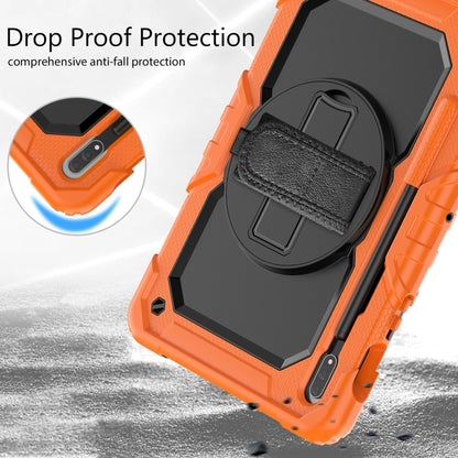 For Samsung Galaxy Tab S8 11 inch SM-X700 Silicone + PC Tablet Case with Shoulder Strap(Orange+Black) by bashfashion