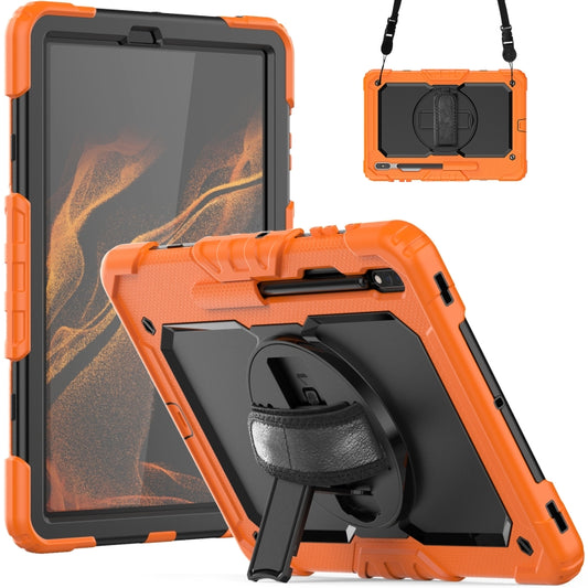For Samsung Galaxy Tab S8+ 12.4 inch SM-X800 Silicone + PC Tablet Case with Shoulder Strap(Orange+Black) by bashfashion