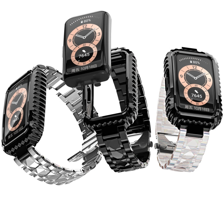 For Huawei Band 6 / Honor Band 6 Stainless Steel Watch Band(Black) by bashfashion