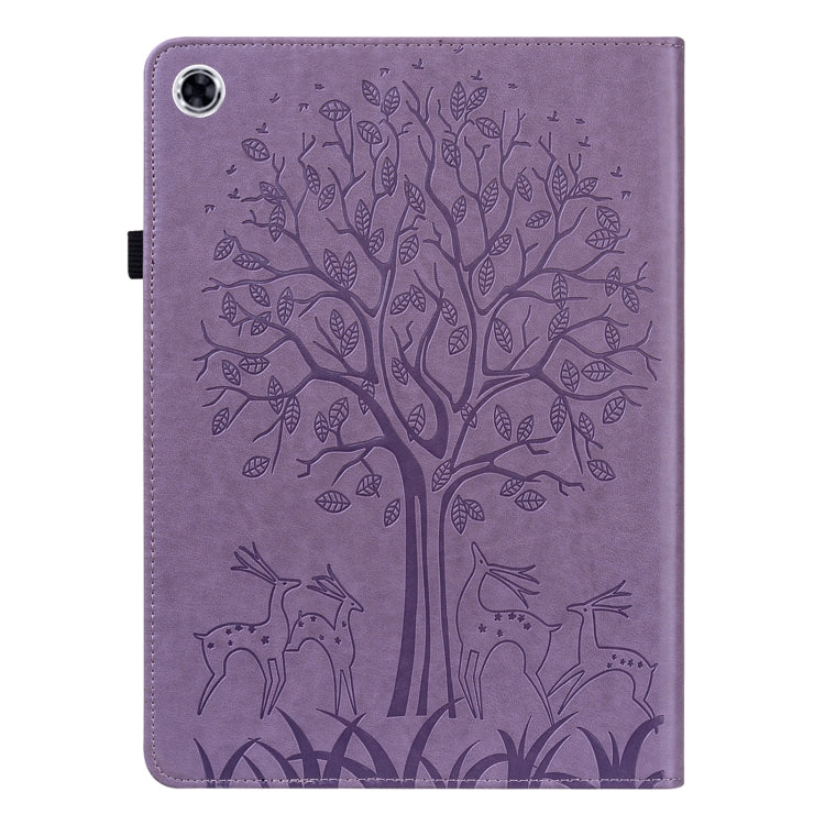 For Samsung Galaxy Tab A8 10.5 2021 SM-X200 / SM-X205 Tree & Deer Pattern Pressed Printing Leather Tablet Case(Purple) by bashfashion