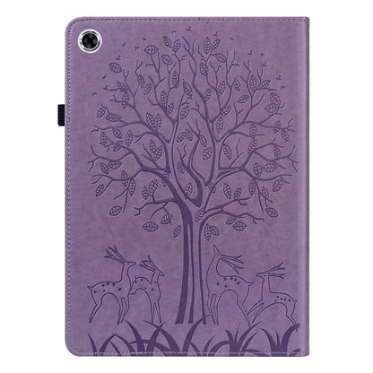 For Samsung Galaxy Tab A8 10.5 2021 SM-X200 / SM-X205 Tree & Deer Pattern Pressed Printing Leather Tablet Case(Purple) by bashfashion