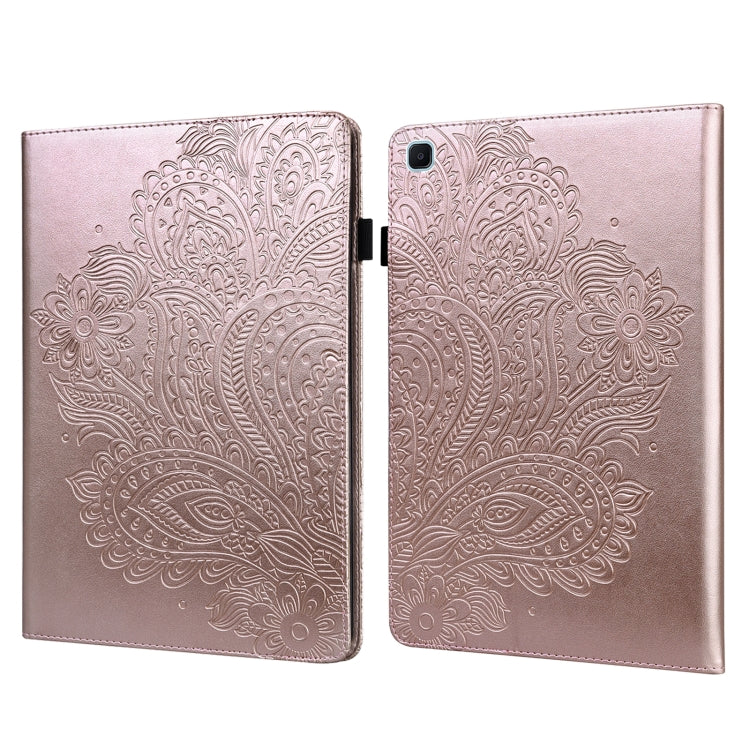 For Samsung Galaxy Tab A7 Lite Peacock Embossed Pattern Leather Tablet Case(Gold) by bashfashion