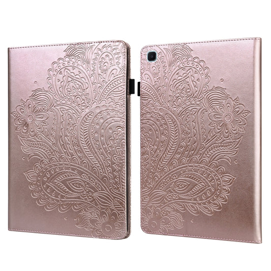 For Samsung Galaxy Tab A7 Lite Peacock Embossed Pattern Leather Tablet Case(Gold) by bashfashion