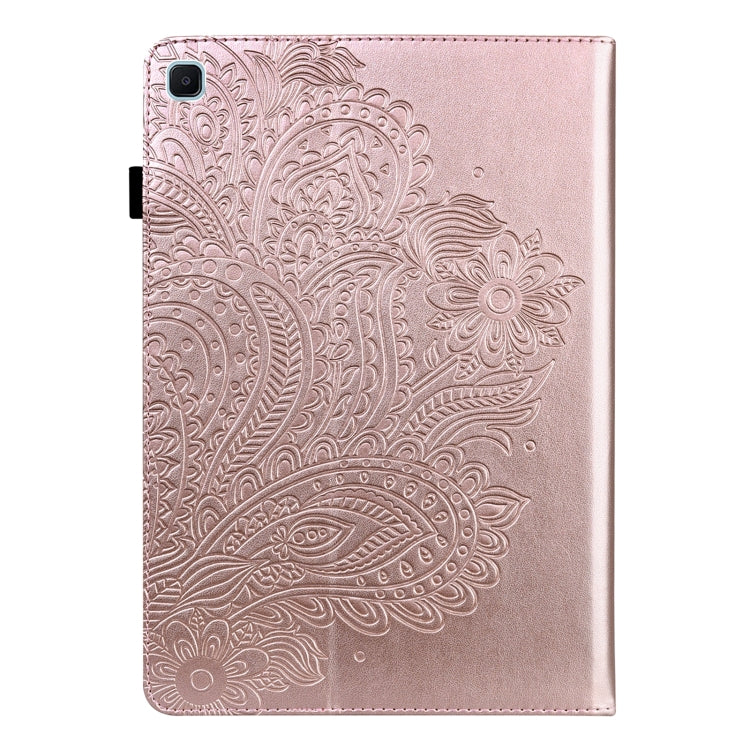 For Samsung Galaxy Tab A7 Lite Peacock Embossed Pattern Leather Tablet Case(Gold) by bashfashion