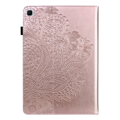 For Samsung Galaxy Tab A7 Lite Peacock Embossed Pattern Leather Tablet Case(Gold) by bashfashion