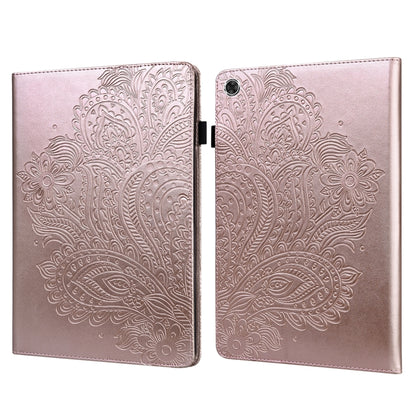 For Samsung Galaxy Tab A8 10.5 2021 Peacock Embossed Pattern Leather Tablet Case(Gold) by bashfashion