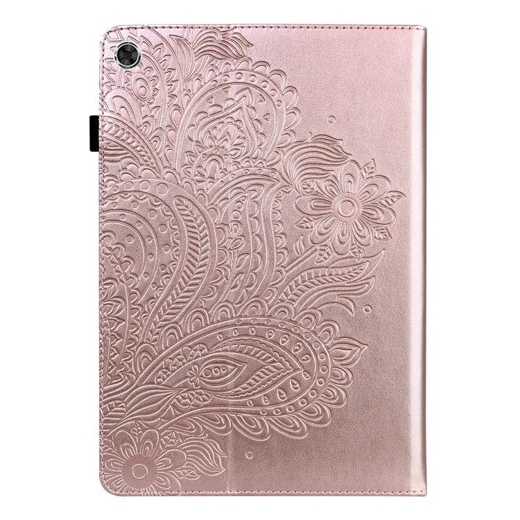 For Samsung Galaxy Tab A8 10.5 2021 Peacock Embossed Pattern Leather Tablet Case(Gold) by bashfashion