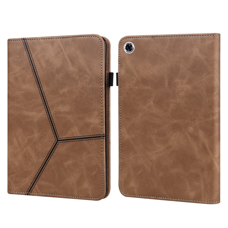 For Samsung Galaxy Tab A8 10.5 (2021) Solid Color Embossed Striped Leather Tablet Case(Brown) by bashfashion