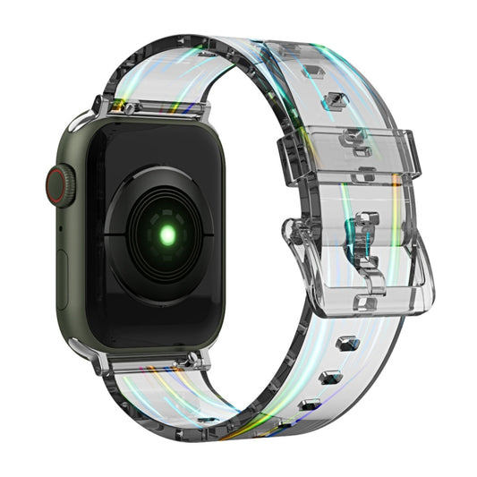 Aurora Transparent Silicone Watch Band For Apple Watch Series 9&8&7 41mm / SE 3&SE 2&6&SE&5&4 40mm / 3&2&1 38mm(Black) by bashfashion