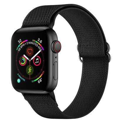 Polyester Nylon Watch Band For Apple Watch Ultra 49mm&Watch Ultra 2 49mm / Series 9&8&7 45mm / SE 3&SE 2&6&SE&5&4 44mm / 3&2&1 42mm(Black) by bashfashion