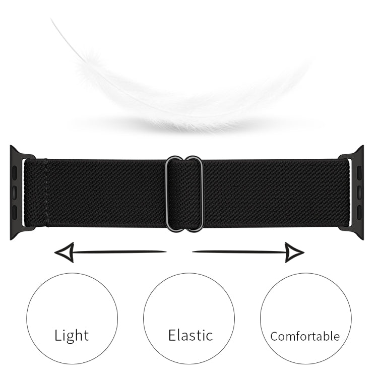Polyester Nylon Watch Band For Apple Watch Ultra 49mm&Watch Ultra 2 49mm / Series 9&8&7 45mm / SE 3&SE 2&6&SE&5&4 44mm / 3&2&1 42mm(Black) by bashfashion