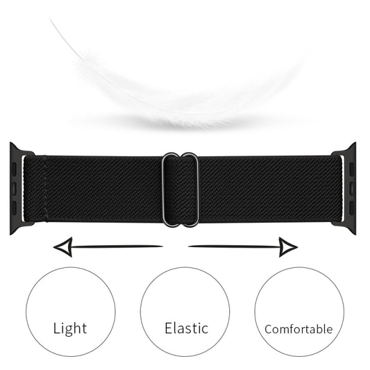 Polyester Nylon Watch Band For Apple Watch Ultra 49mm&Watch Ultra 2 49mm / Series 9&8&7 45mm / SE 3&SE 2&6&SE&5&4 44mm / 3&2&1 42mm(Black) by bashfashion