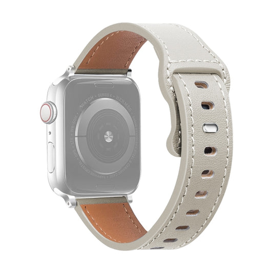 Butterfly Buckle Cowhide Leather Watch Band For Apple Watch Ultra 49mm&Watch Ultra 2 49mm / Series 9&8&7 45mm / SE 3&SE 2&6&SE&5&4 44mm / 3&2&1 42mm(Khaki) by bashfashion