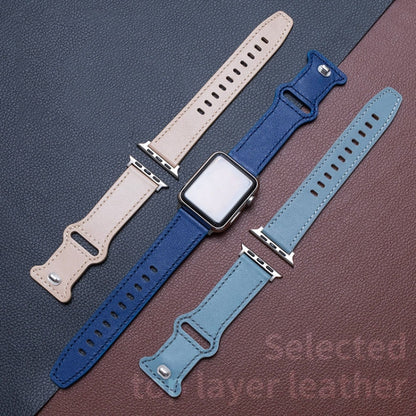 Butterfly Buckle Cowhide Leather Watch Band For Apple Watch Ultra 49mm&Watch Ultra 2 49mm / Series 9&8&7 45mm / SE 3&SE 2&6&SE&5&4 44mm / 3&2&1 42mm(Grey Brown) by bashfashion