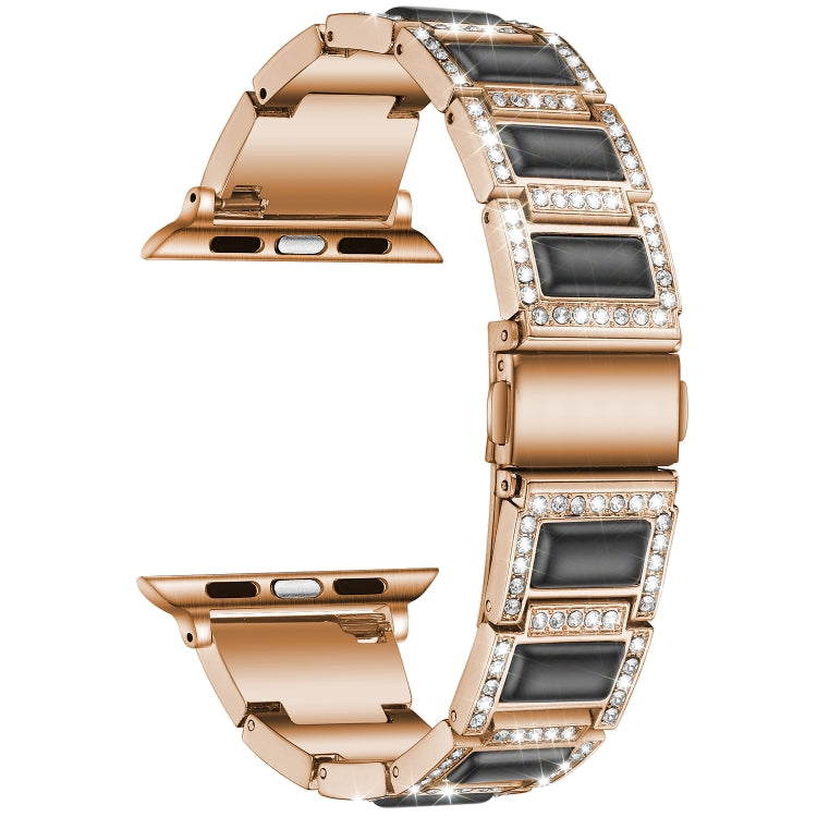 22mm Metal Opal Watch Band For Apple Watch Series 9&8&7 41mm / SE 3&SE 2&6&SE&5&4 40mm / 3&2&1 38mm(Rose Gold+Black) by bashfashion