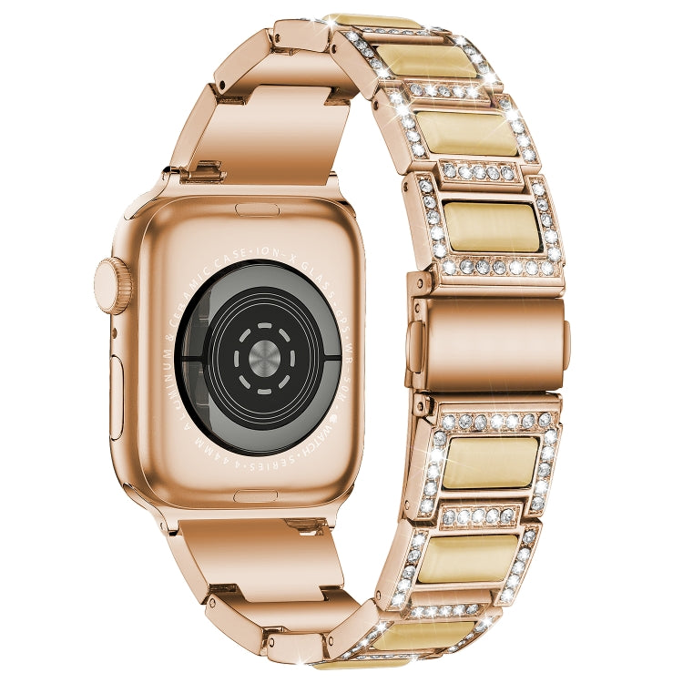 22mm Metal Opal Watch Band For Apple Watch Series 9&8&7 41mm / SE 3&SE 2&6&SE&5&4 40mm / 3&2&1 38mm(Rose Gold+Yellow) by bashfashion
