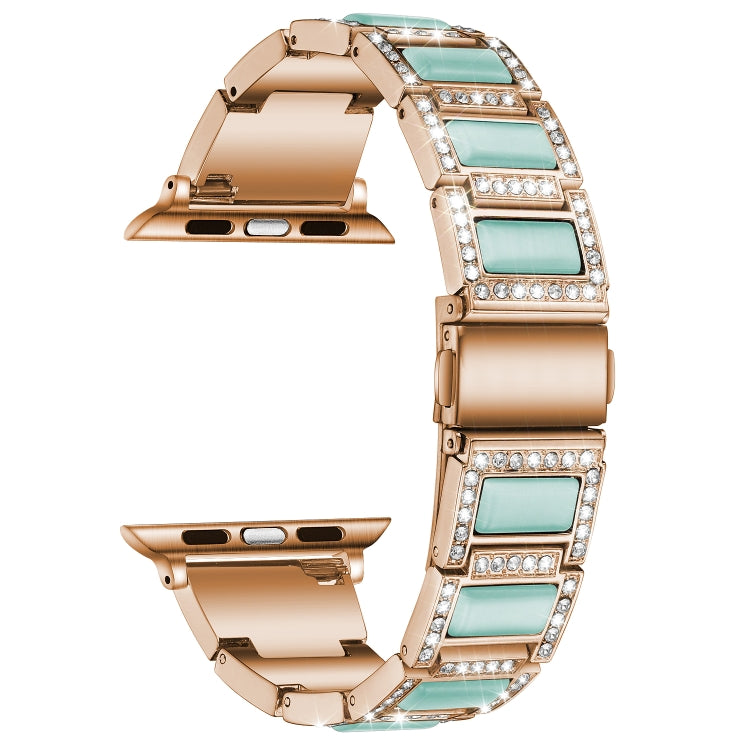 22mm Metal Opal Watch Band For Apple Watch Series 9&8&7 41mm / SE 3&SE 2&6&SE&5&4 40mm / 3&2&1 38mm(Rose Gold+Blue) by bashfashion