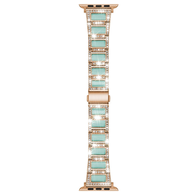 22mm Metal Opal Watch Band For Apple Watch Series 9&8&7 41mm / SE 3&SE 2&6&SE&5&4 40mm / 3&2&1 38mm(Rose Gold+Blue) by bashfashion