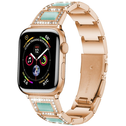 22mm Metal Opal Watch Band For Apple Watch Series 9&8&7 41mm / SE 3&SE 2&6&SE&5&4 40mm / 3&2&1 38mm(Rose Gold+Blue) by bashfashion