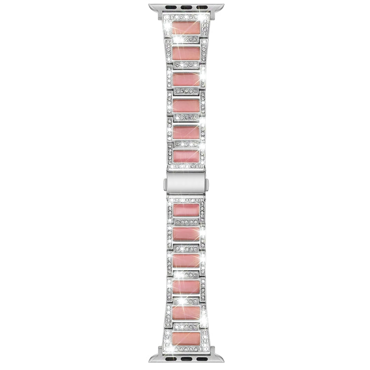 22mm Metal Opal Watch Band For Apple Watch Series 9&8&7 41mm / SE 3&SE 2&6&SE&5&4 40mm / 3&2&1 38mm(Silver Pink) by bashfashion