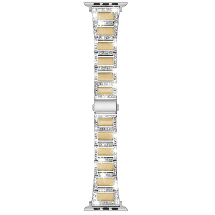 22mm Metal Opal Watch Band For Apple Watch Series 9&8&7 41mm / SE 3&SE 2&6&SE&5&4 40mm / 3&2&1 38mm(Silver Yellow) by bashfashion