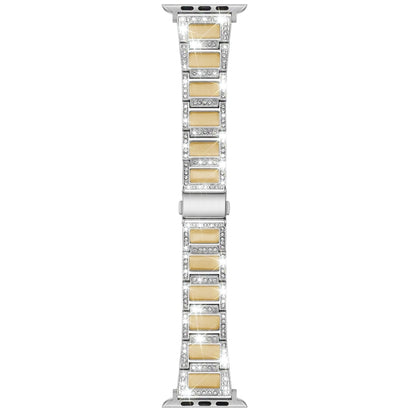 22mm Metal Opal Watch Band For Apple Watch Series 9&8&7 41mm / SE 3&SE 2&6&SE&5&4 40mm / 3&2&1 38mm(Silver Yellow) by bashfashion