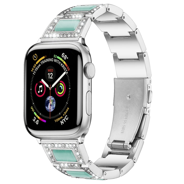 22mm Metal Opal Watch Band For Apple Watch Series 9&8&7 41mm / SE 3&SE 2&6&SE&5&4 40mm / 3&2&1 38mm(Silver Blue) by bashfashion
