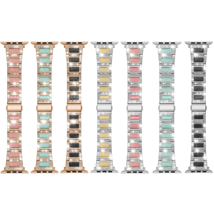 22mm Metal Opal Watch Band For Apple Watch Series 9&8&7 41mm / SE 3&SE 2&6&SE&5&4 40mm / 3&2&1 38mm(Rose Gold+Yellow) by bashfashion