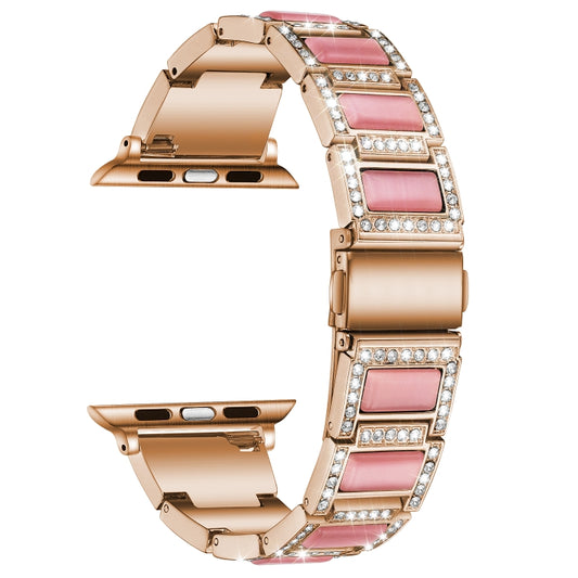 22mm Metal Opal Watch Band For Apple Watch Ultra 49mm&Watch Ultra 2 49mm / Series 9&8&7 45mm / SE 3&SE 2&6&SE&5&4 44mm / 3&2&1 42mm(Rose Gold+Pink) by bashfashion