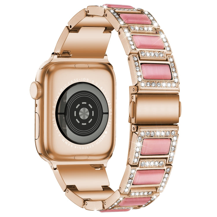 22mm Metal Opal Watch Band For Apple Watch Ultra 49mm&Watch Ultra 2 49mm / Series 9&8&7 45mm / SE 3&SE 2&6&SE&5&4 44mm / 3&2&1 42mm(Rose Gold+Pink) by bashfashion