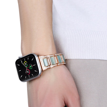 22mm Metal Opal Watch Band For Apple Watch Ultra 49mm&Watch Ultra 2 49mm / Series 9&8&7 45mm / SE 3&SE 2&6&SE&5&4 44mm / 3&2&1 42mm(Rose Gold+Pink) by bashfashion
