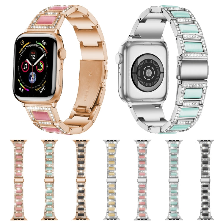 22mm Metal Opal Watch Band For Apple Watch Ultra 49mm&Watch Ultra 2 49mm / Series 9&8&7 45mm / SE 3&SE 2&6&SE&5&4 44mm / 3&2&1 42mm(Rose Gold+Pink) by bashfashion