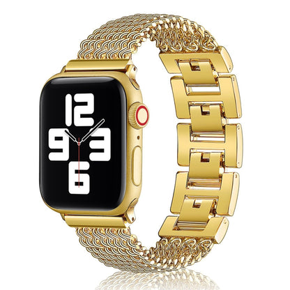 Thin Chain Steel Watch Band For Apple Watch Series 9&8&7 41mm / SE 3&SE 2&6&SE&5&4 40mm / 3&2&1 38mm(Gold) by bashfashion