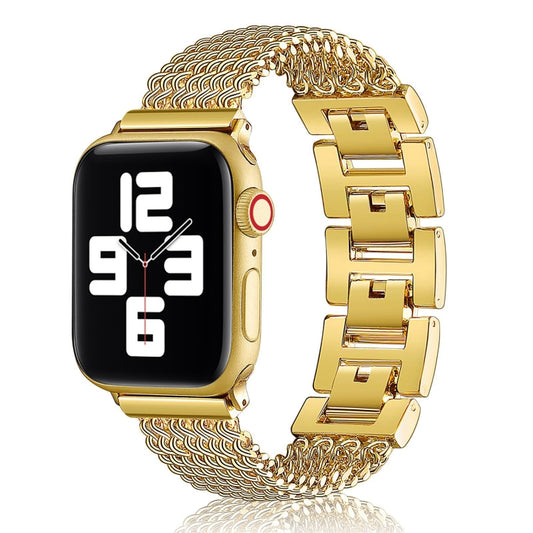 Thin Chain Steel Watch Band For Apple Watch Series 9&8&7 41mm / SE 3&SE 2&6&SE&5&4 40mm / 3&2&1 38mm(Gold) by bashfashion