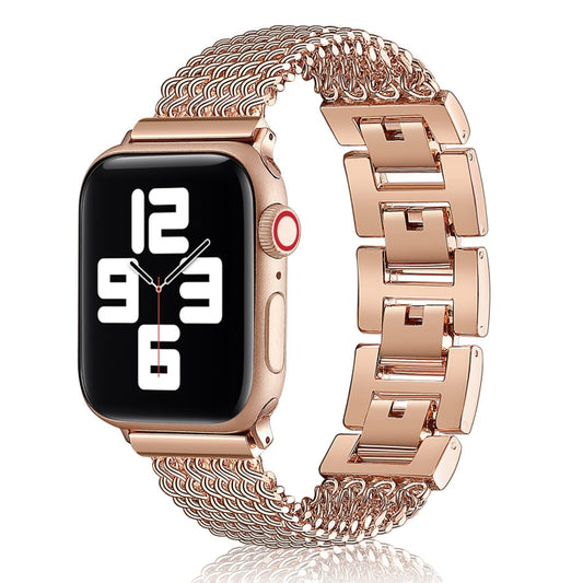 Thin Chain Steel Watch Band For Apple Watch Series 9&8&7 41mm / SE 3&SE 2&6&SE&5&4 40mm / 3&2&1 38mm(Rose Gold) by bashfashion